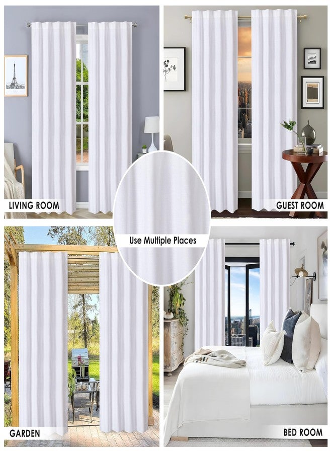HOMIDATE Long White Cotton Drapes 108-Inch- Set of 2,50x108 inch Textured Curtains for Living Room, Room Decor, Light Filtering Panels - Image 5